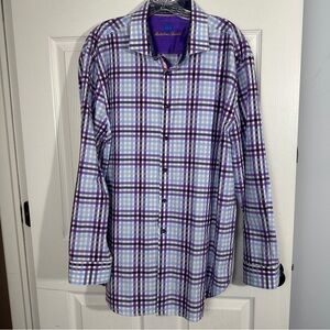 Michelson's London size XL cotton dress shirt, vibrant colors, contrast trim,